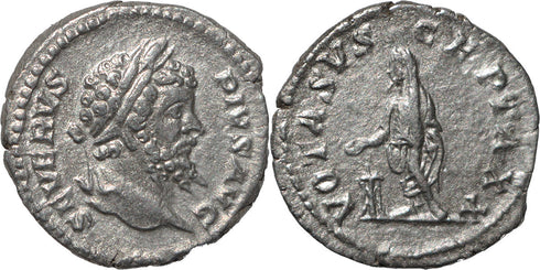 Septimius Severus silver denarius 193-211AD - Emperor Sacrificing