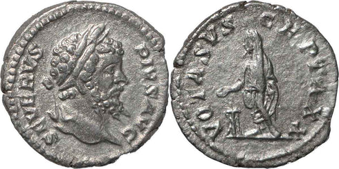 Septimius Severus silver denarius 193-211AD - Emperor Sacrificing