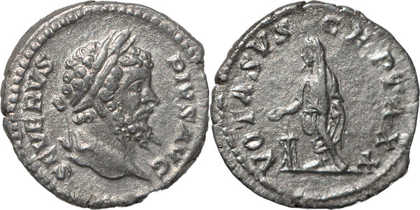 Septimius Severus silver denarius 193-211AD - Emperor Sacrificing