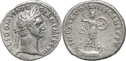Ancient Roman silver coin of the Emperor Domitian - Minerva