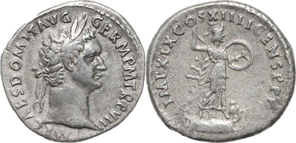 Ancient Roman silver coin of the Emperor Domitian - Minerva