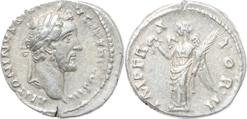 Roman silver denarius of Antoninus Pius - IMPERATOR II