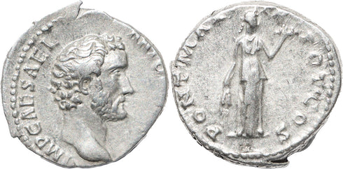 Roman silver denarius of Antoninus Pius - Fides