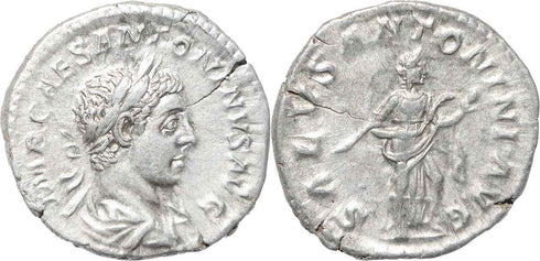 Roman silver coin of Elagabalus - SALVS ANTONINI AVG - Rome mint