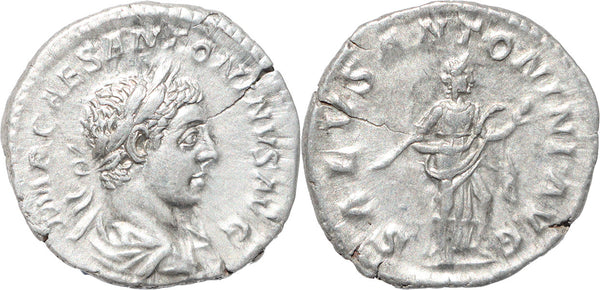 Roman silver coin of Elagabalus - SALVS ANTONINI AVG - Rome mint