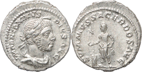 Roman silver denarius of Elagabalus - SVMMVS SACERDOS AVG