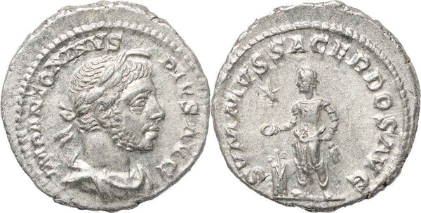 Roman silver denarius of Elagabalus - SVMMVS SACERDOS AVG