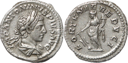 Roman silver denarius of Elagabalus - FORTVNAE REDVCI