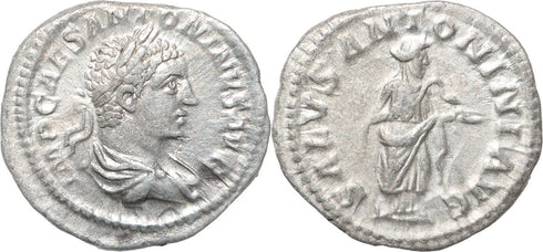 Roman silver coin of Elagabalus - SALVS ANTONINI AVG - Rome mint - Near EF