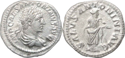 Roman silver coin of Elagabalus - SALVS ANTONINI AVG - Rome mint - Near EF