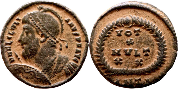 Roman coin of Julian II - VOT X MVLT XX in wreath