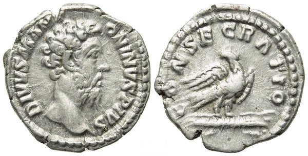 Roman coin of Marcus Aurelius AR silver denarius - CONSECRATIO
