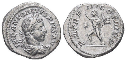 Roman silver denarius of the Emperor Elagabalus - SOL