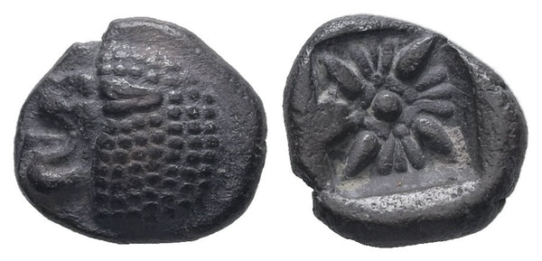 Ancient Greek silver coin from Ionia, Miletos. Late 6th early 4th Century BC. AR Diobol