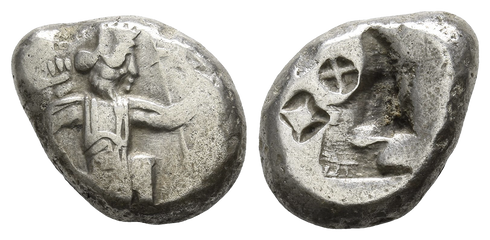 Ancient Persian silver coin - Achaemenid Empire. Time of Darius II to Artaxerxes II AR Siglos 420-375 BC
