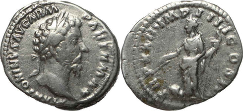 Roman coin of Marcus Aurelius AR silver denarius - TR P XXII IMP V COS III