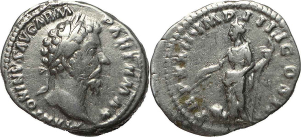 Roman coin of Marcus Aurelius AR silver denarius - TR P XXII IMP V COS III