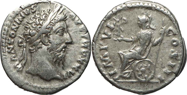 Roman coin of Marcus Aurelius AR silver denarius - IMP VI COS III