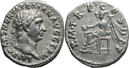 Roman silver denarius of the Emperor Trajan - PAX