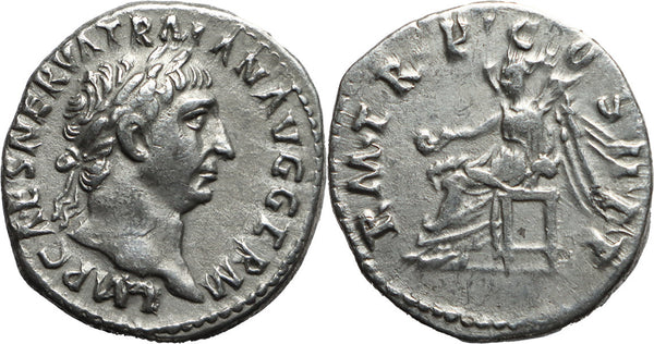 Roman silver denarius of the Emperor Trajan - PAX