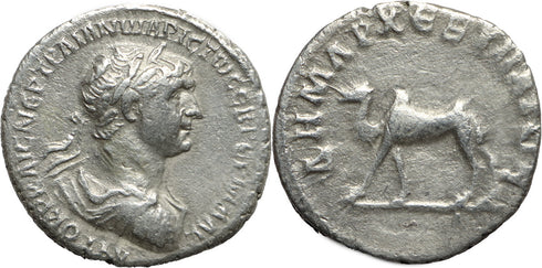 Roman silver drachm of the Emperor Trajan - Camel