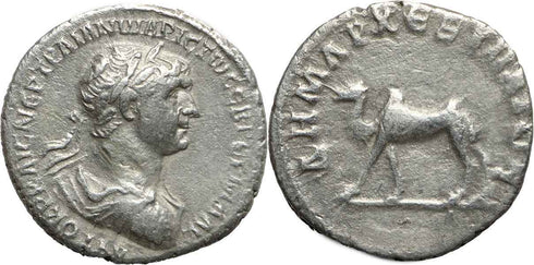 Roman silver drachm of the Emperor Trajan - Camel