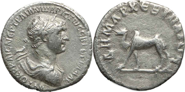 Roman silver drachm of the Emperor Trajan - Camel