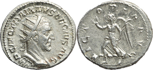 Roman silver coin of Trajan Decius - VICTORIA AVG
