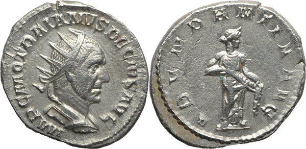 Roman silver coin of Trajan Decius - ABVNDANTIA AVG