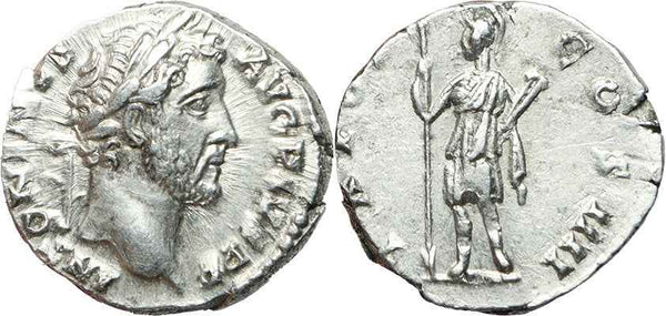 Roman silver denarius of Antoninus Pius- TR POT COS IIII