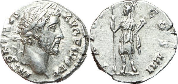 Roman silver denarius of Antoninus Pius- TR POT COS IIII