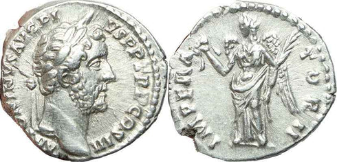 Roman silver denarius of Antoninus Pius - IMPERATOR II