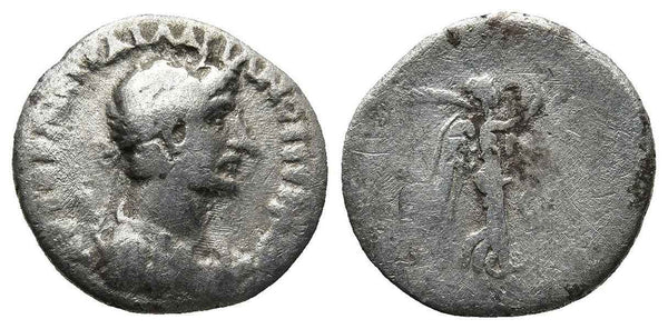 Ancient Roman silver coin of the Emperor Hadrian minted in Caesaria, Cappadocia