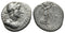 Ancient Roman silver coin of the Emperor Hadrian minted in Caesaria, Cappadocia