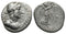 Ancient Roman silver coin of the Emperor Hadrian minted in Caesaria, Cappadocia