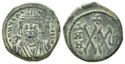 Byzantine coin of Maurice Tiberius AE Half Follis - Antioch