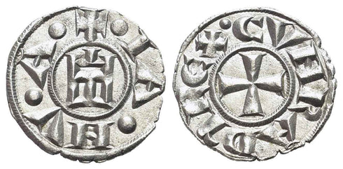 EF Crusader Italy - Genoa - Republic 1139-1339 AD silver denaro