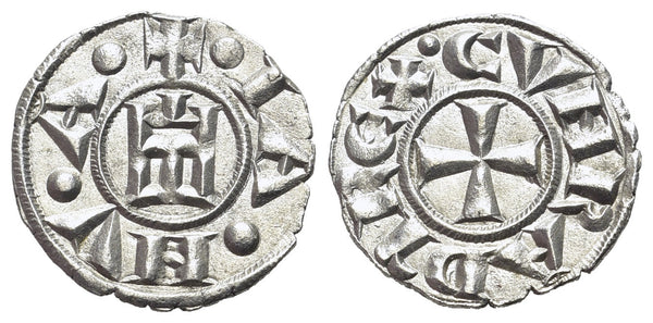 EF Crusader Italy - Genoa - Republic 1139-1339 AD silver denaro