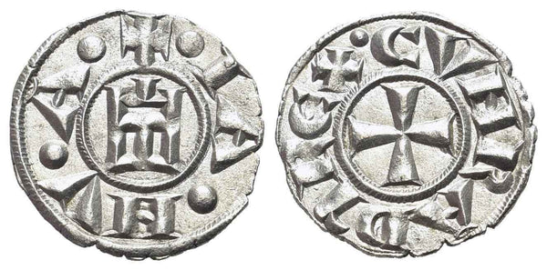 EF Crusader Italy - Genoa - Republic 1139-1339 AD silver denaro