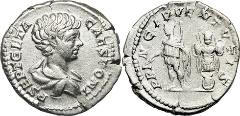 Roman coin of Geta AR silver denarius - PRINC IVVENTVTIS