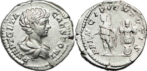 Roman coin of Geta AR silver denarius - PRINC IVVENTVTIS