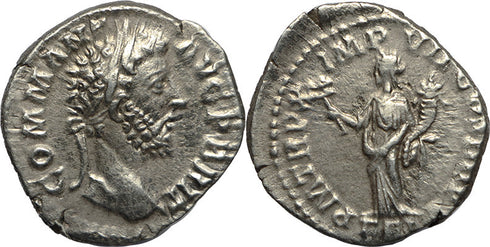Roman coin of Commodus AR silver denarius - PM TR P X IMP VII COS IIII P P