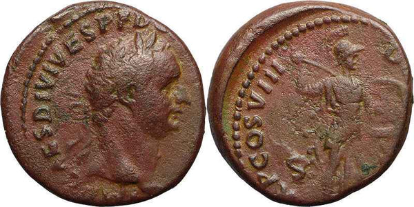Ancient Roman coin of Domitian with Minerva