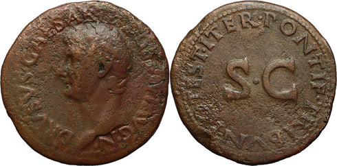 Ancient Roman coin of Drusus as Caesar