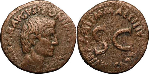 Ancient Roman Coin of the Emperor Augustus 27BC - 14AD