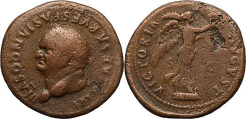 Roman coin of Vespasian Ae As - VICTORIA AVGVST / S - C