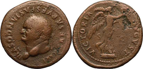Roman coin of Vespasian Ae As - VICTORIA AVGVST / S - C