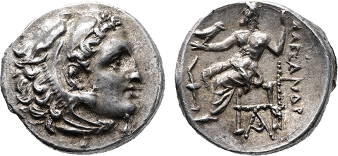 Ancient Greek silver coin of Alexander III 'The Great' 323-319 BC