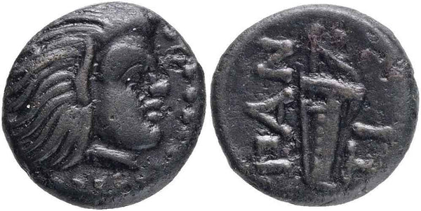 Ancient Greek coin from Pantikapaion, Cimmerian Bosporos - Satyr and Bow 310-304/3 BC