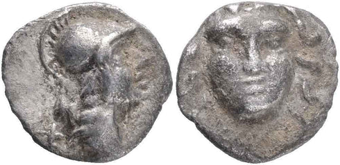 Ancient Greek coin from Pisidia, Selge - Gorgon and Athena - 350-300 BC